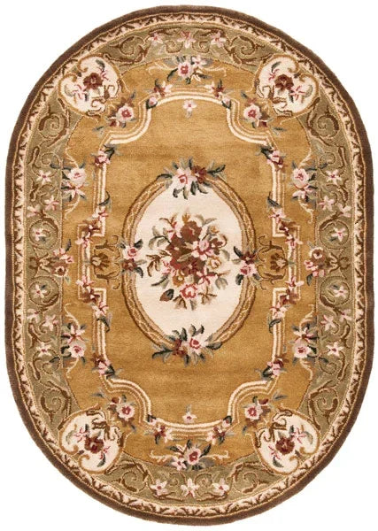 Classic Wool Rug in Light Gold and Green - The Mayfair Hall