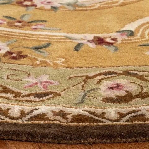 Classic Wool Rug in Light Gold and Green - The Mayfair Hall