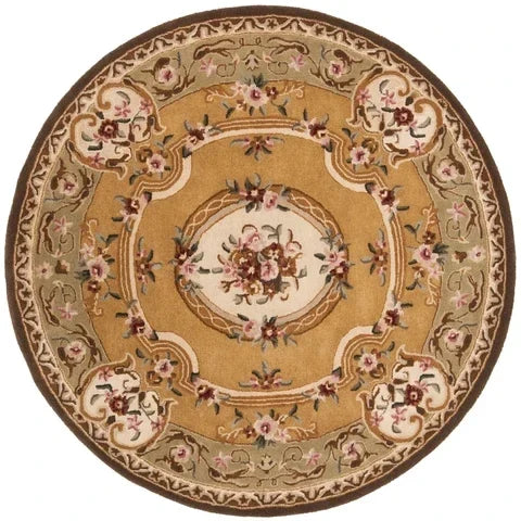 Classic Wool Rug in Light Gold and Green - The Mayfair Hall
