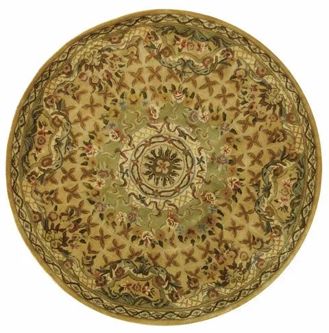 Classic Wool Rug in Taupe and Light Green - The Mayfair Hall