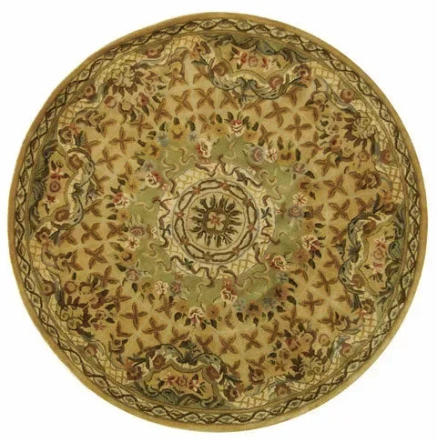 Classic Wool Rug in Taupe and Light Green - The Mayfair Hall