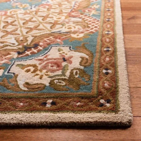 Classic Wool Rug in Ivory and Light Blue - The Mayfair Hall