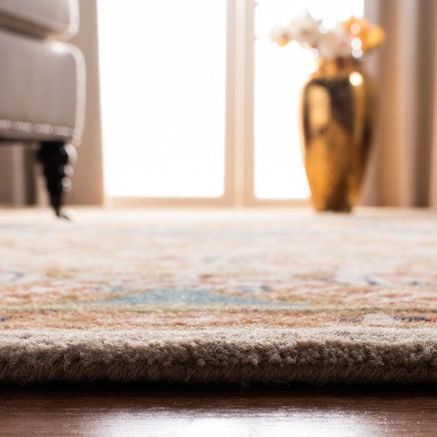 Classic Wool Rug in Ivory and Light Blue