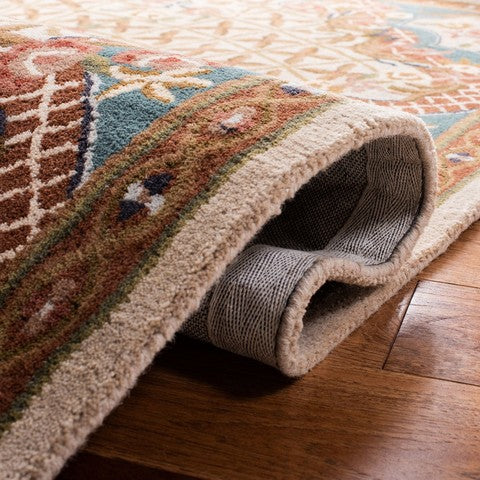 Classic Wool Rug in Ivory and Light Blue