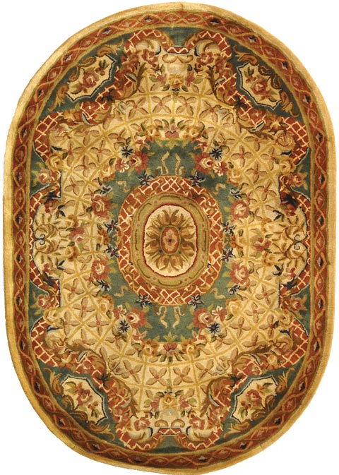 Classic Wool Rug in Ivory and Light Blue