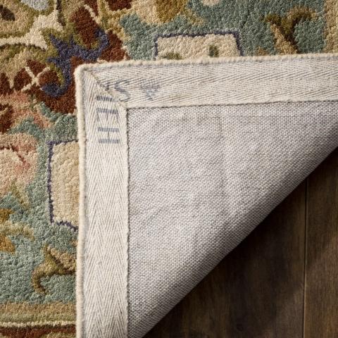Classic Wool Rug in Ivory and Light Blue