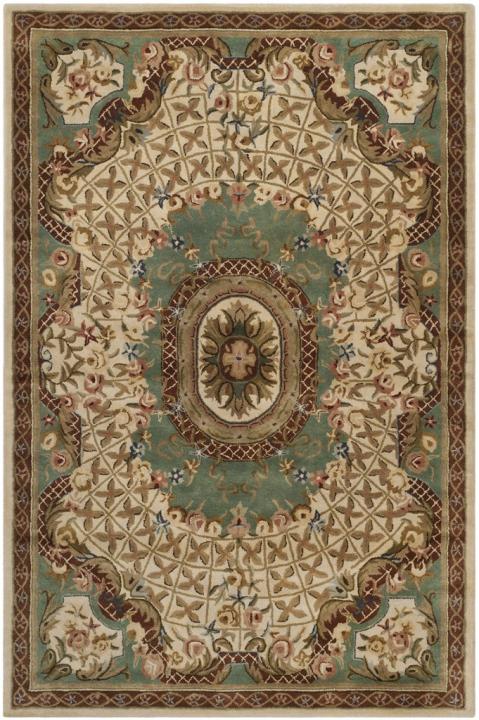 Classic Wool Rug in Ivory and Light Blue