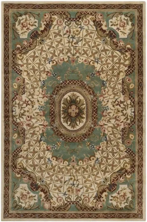 Classic Wool Rug in Ivory and Light Blue - The Mayfair Hall