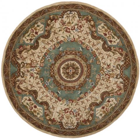 Classic Wool Rug in Ivory and Light Blue