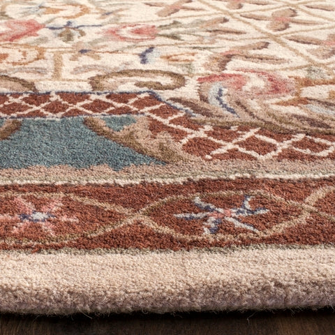 Classic Wool Rug in Ivory and Light Blue