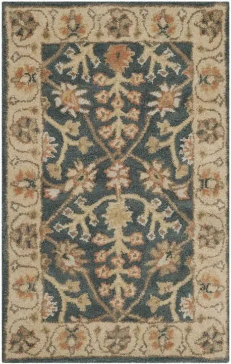 Classic Wool Rug in Blue and Light Gold - The Mayfair Hall