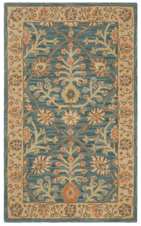 Classic Wool Rug in Blue and Light Gold - The Mayfair Hall