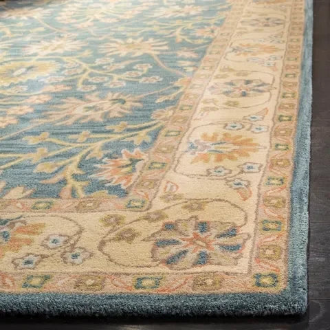 Classic Wool Rug in Blue and Light Gold - The Mayfair Hall