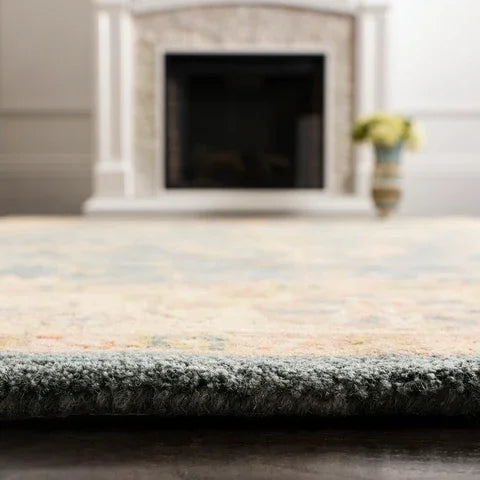 Classic Wool Rug in Blue and Light Gold - The Mayfair Hall