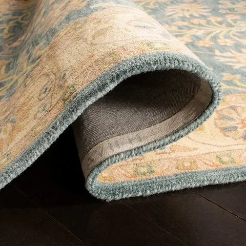 Classic Wool Rug in Blue and Light Gold - The Mayfair Hall