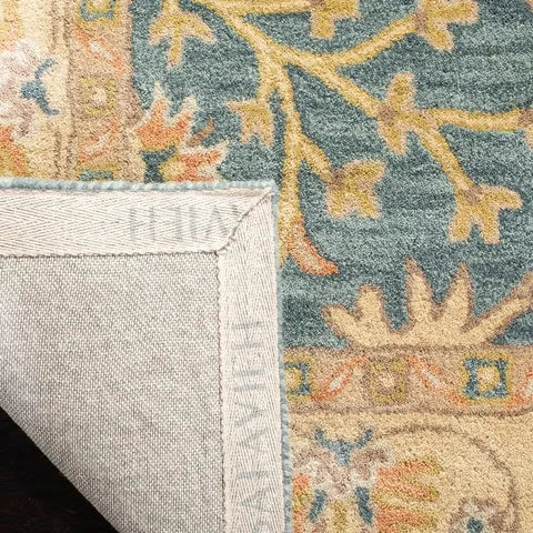 Classic Wool Rug in Blue and Light Gold - The Mayfair Hall