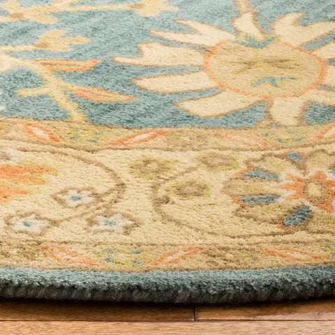 Classic Wool Rug in Blue and Light Gold - The Mayfair Hall
