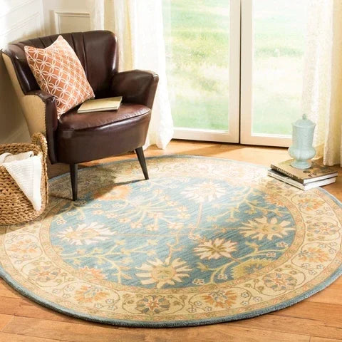 Classic Wool Rug in Blue and Light Gold - The Mayfair Hall