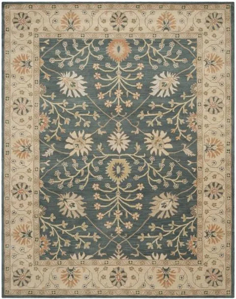 Classic Wool Rug in Blue and Light Gold - The Mayfair Hall