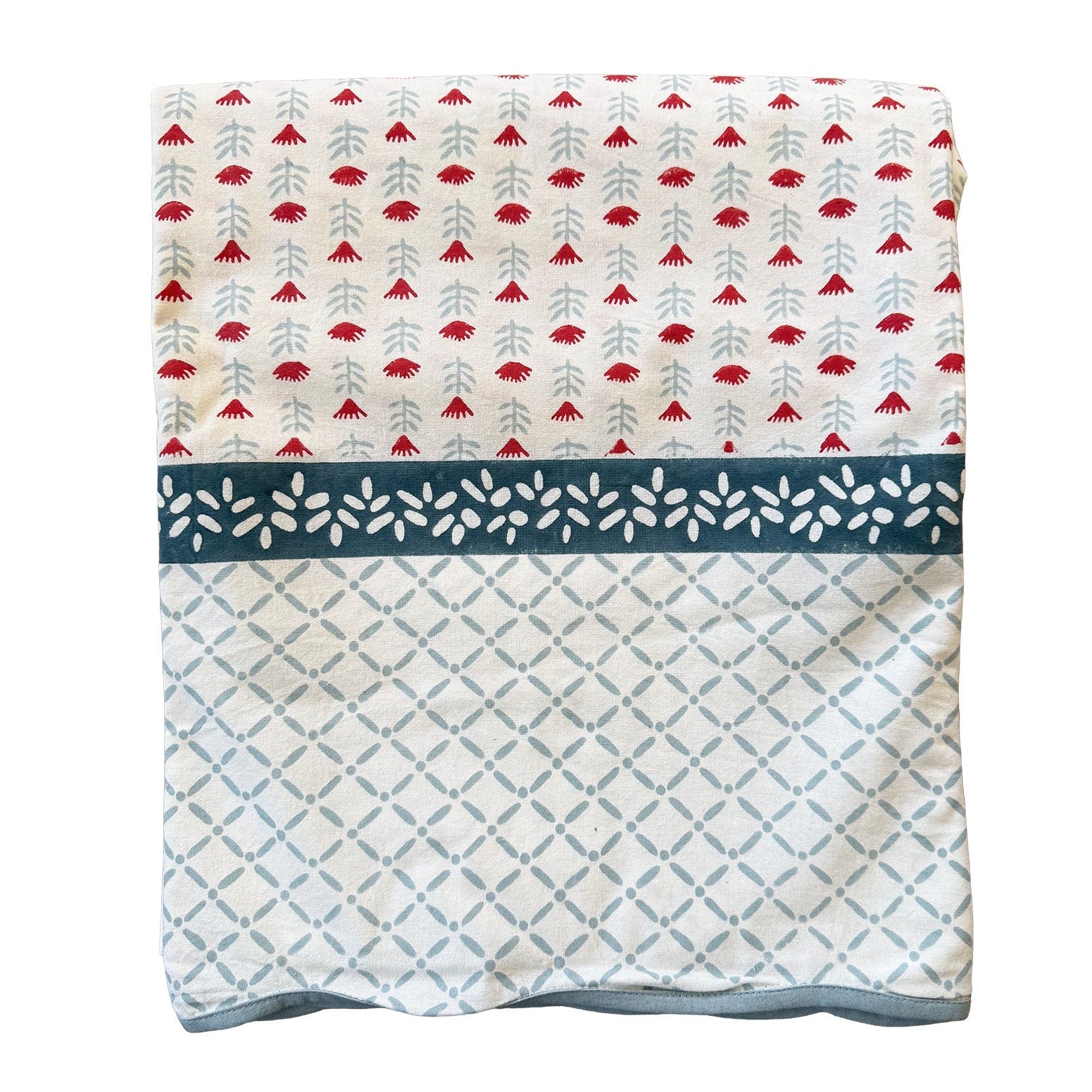 Claire Tablecloth in Poppy - Block Printed