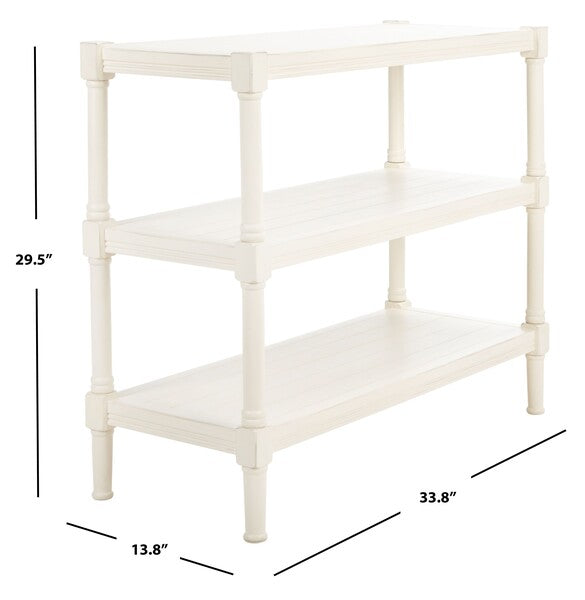 Rafiki 3 Shelf Console Table in Distressed White