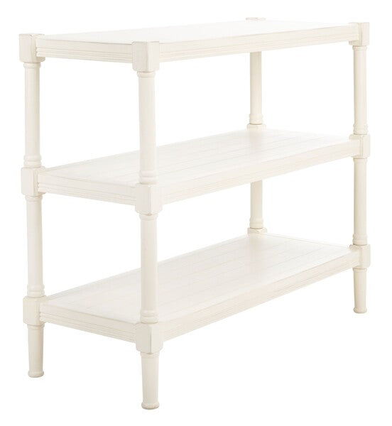 Rafiki 3 Shelf Console Table in Distressed White
