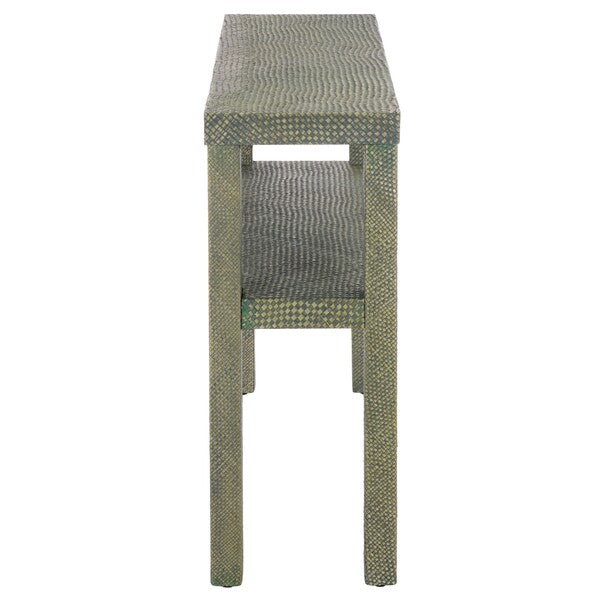 Apis Raffia Console Table in Turquoise