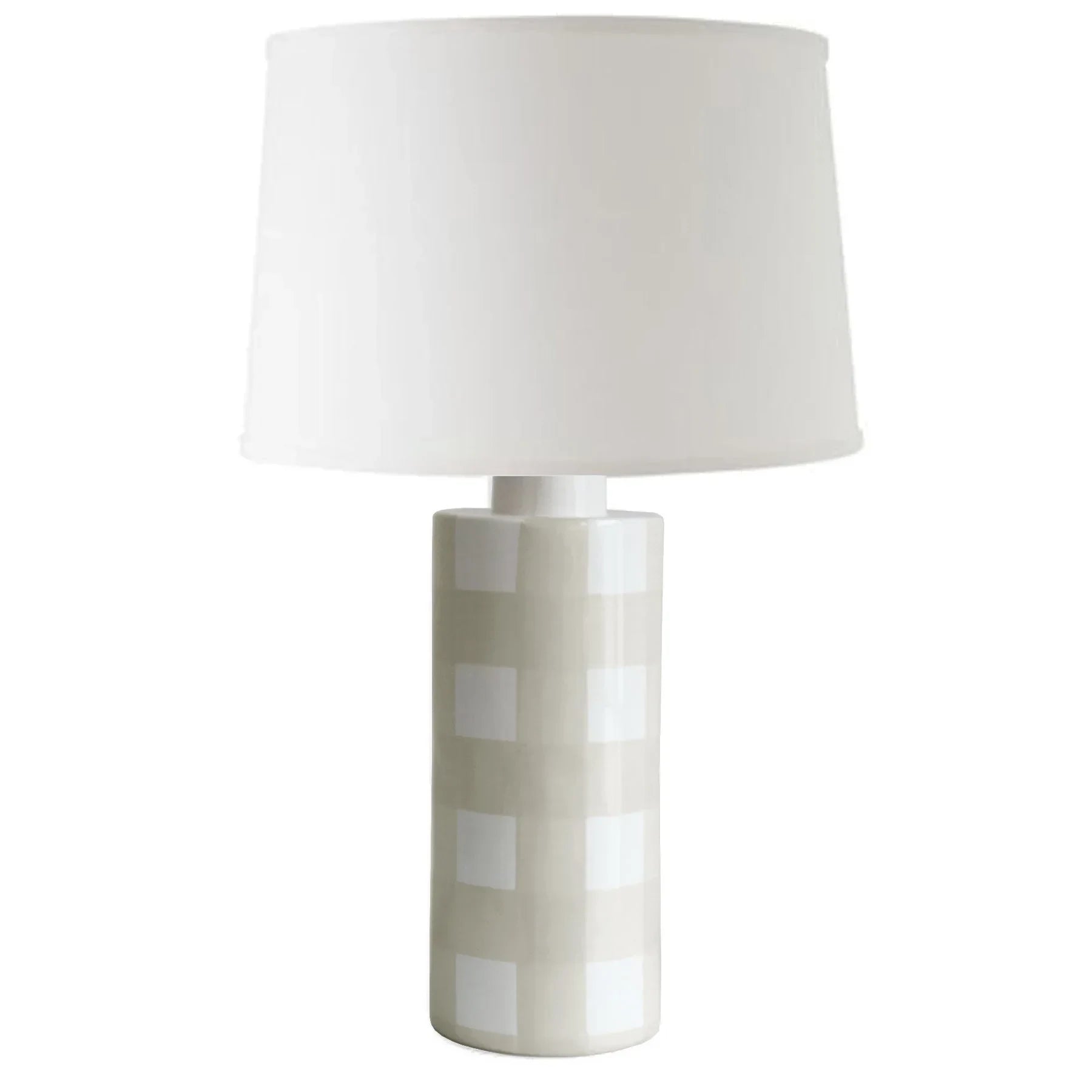 Beige Gingham Column Lamp - The Mayfair Hall