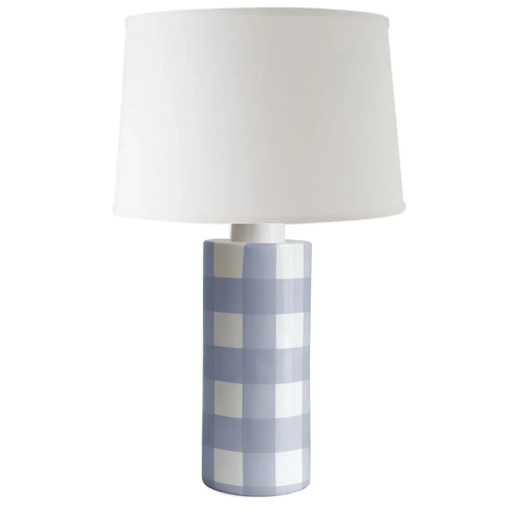 French Blue Gingham Column Lamp - The Mayfair Hall