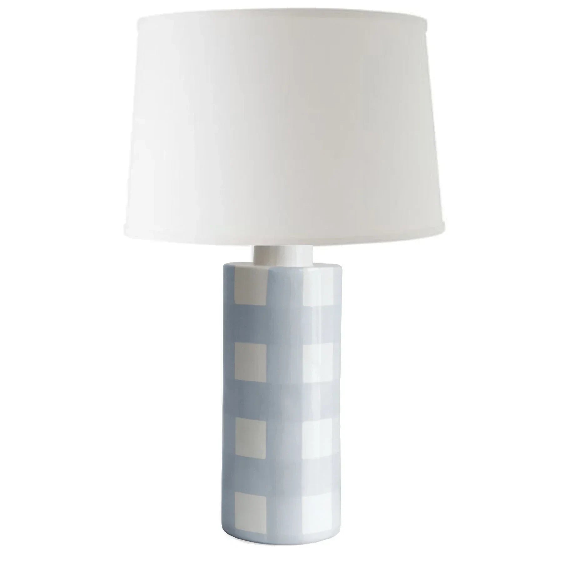 Hydrangea Light Blue Gingham Column Lamp - The Mayfair Hall