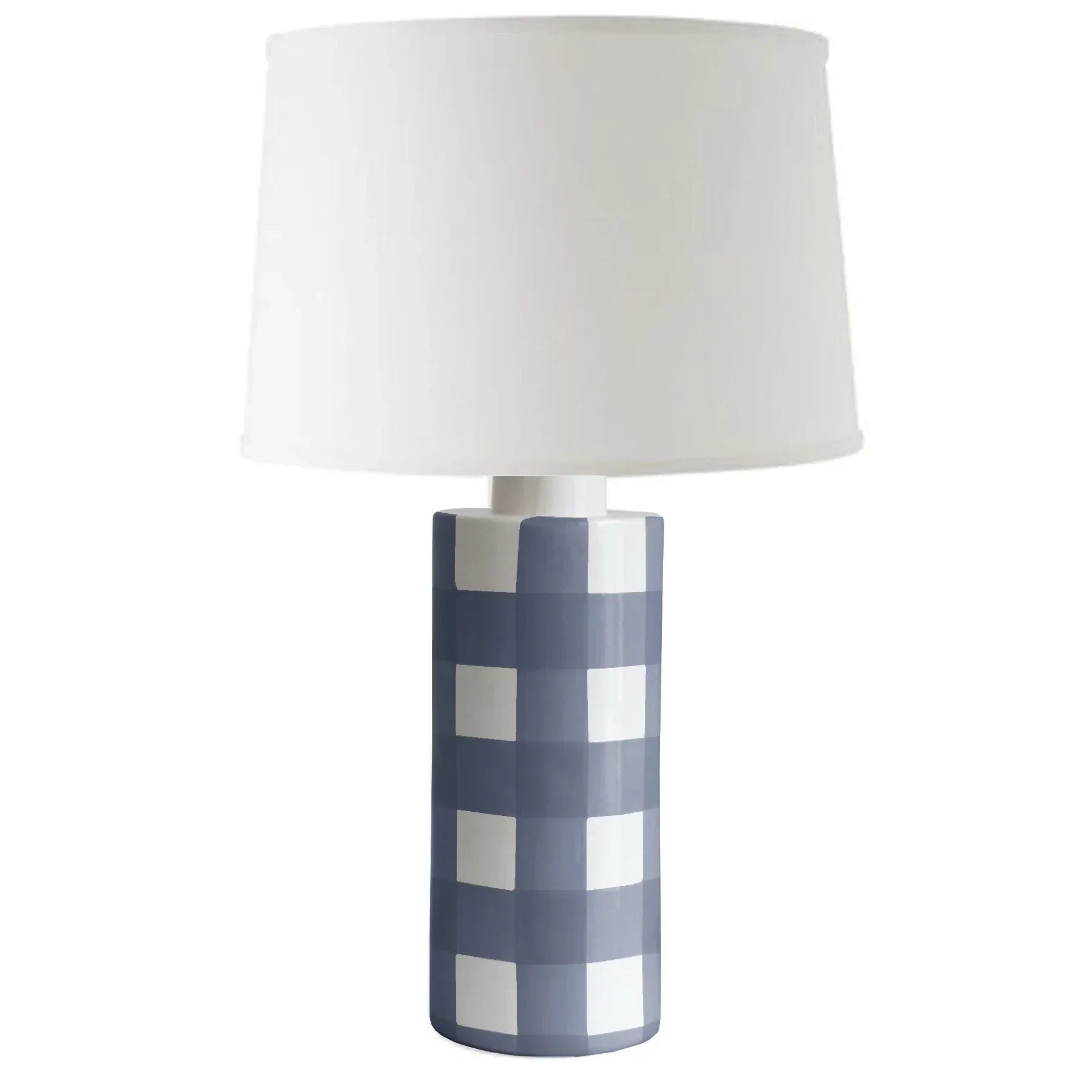 Navy Blue Gingham Column Lamp - The Mayfair Hall