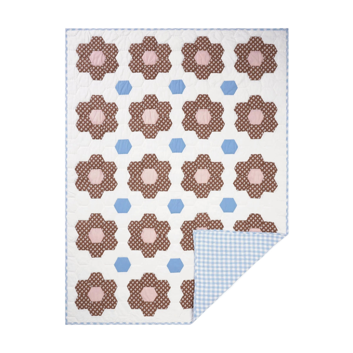Constance Chocolate Hand-Quilted Organic Cotton Throw by Trudie — 47″ × 65″