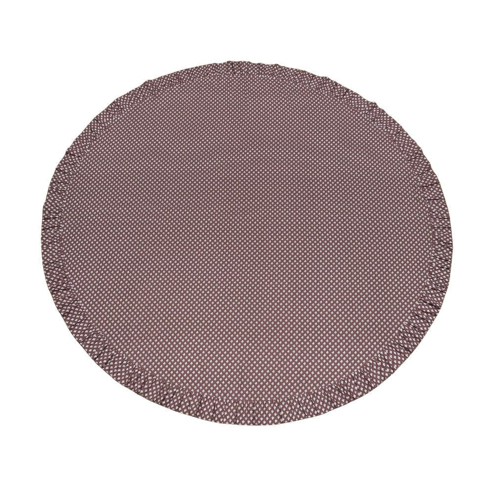 Constance Chocolate Ruffled Round Organic Cotton Tablecloth by Trudie — 120″
