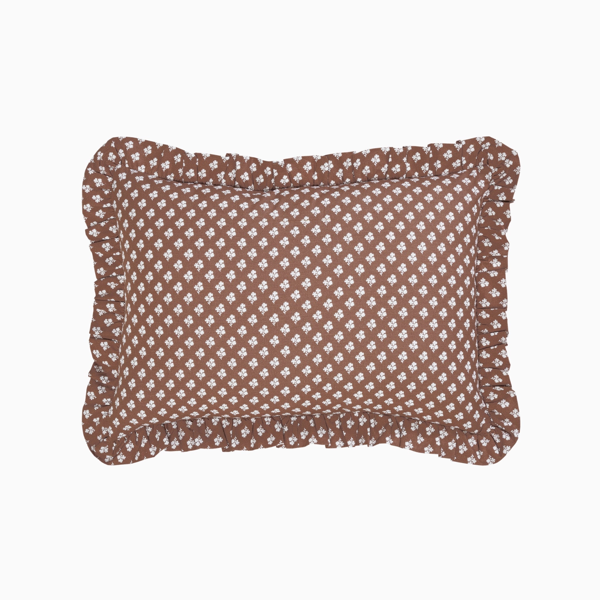 Constance Chocolate Ruffled Lumbar Pillow