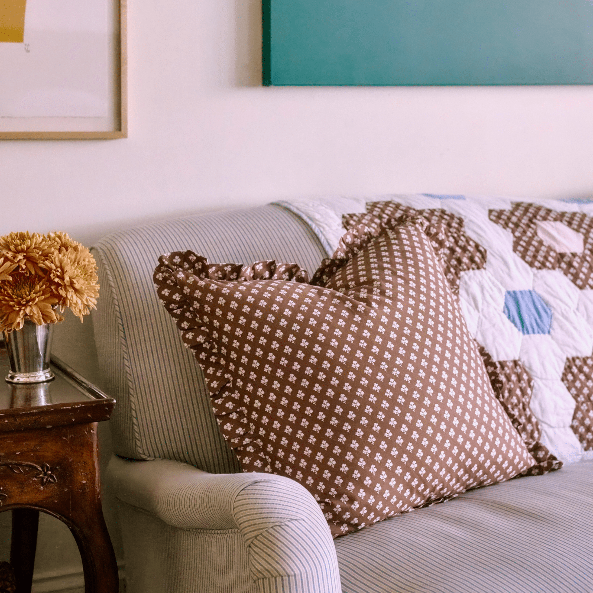 Constance Chocolate Ruffled Throw Pillow