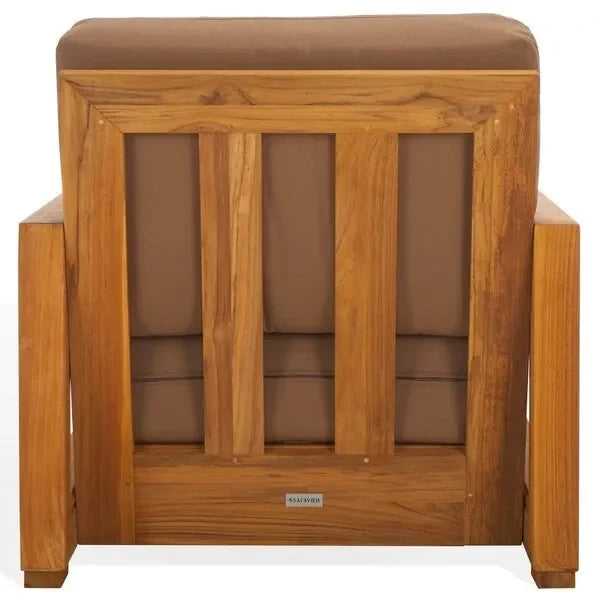 Montford Teak Wood Armchair in Brown - The Mayfair Hall