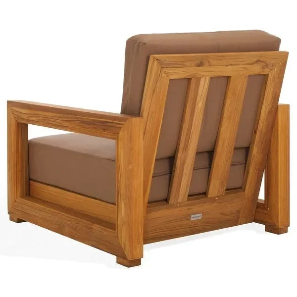 Montford Teak Wood Armchair in Brown - The Mayfair Hall