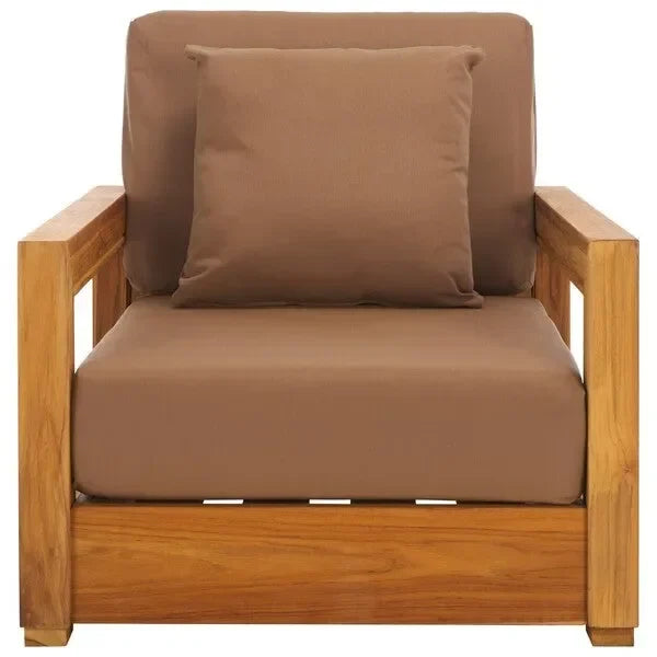 Montford Teak Wood Armchair in Brown - The Mayfair Hall