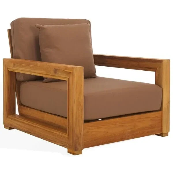 Montford Teak Wood Armchair in Brown - The Mayfair Hall
