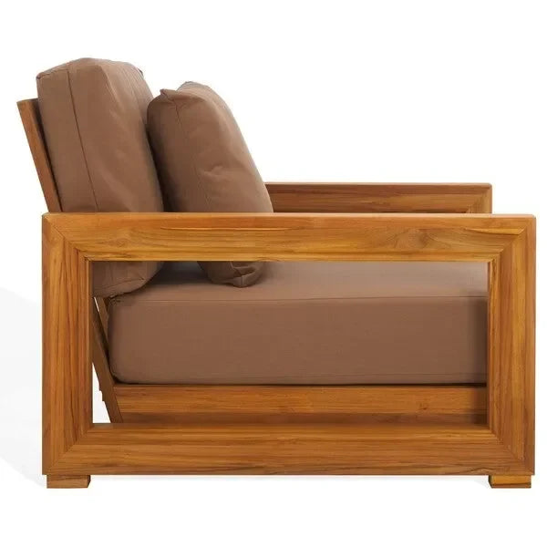 Montford Teak Wood Armchair in Brown - The Mayfair Hall