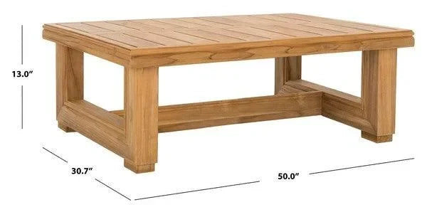 Montford Teak Wood Coffee Table in Natural - The Mayfair Hall