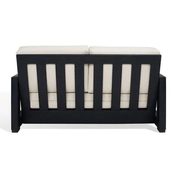 Montford Metal Loveseat in White and Black - The Mayfair Hall