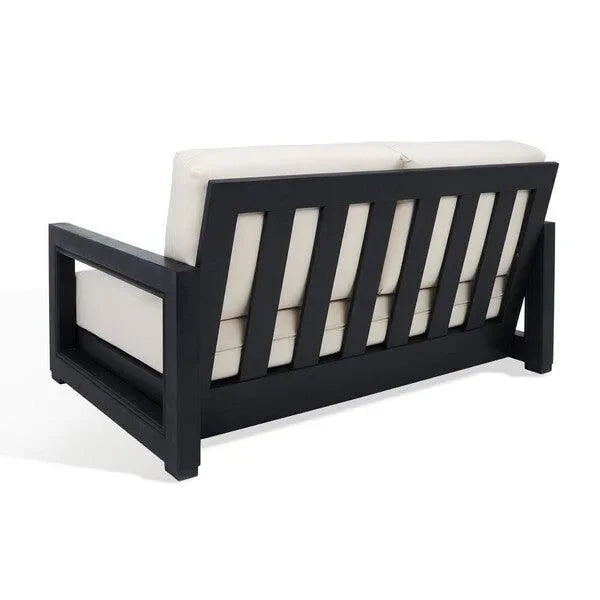 Montford Metal Loveseat in White and Black - The Mayfair Hall