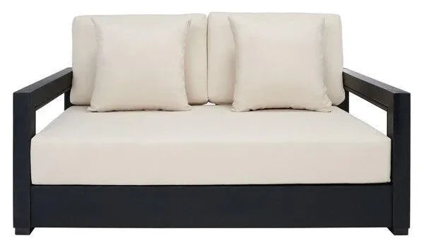 Montford Metal Loveseat in White and Black - The Mayfair Hall