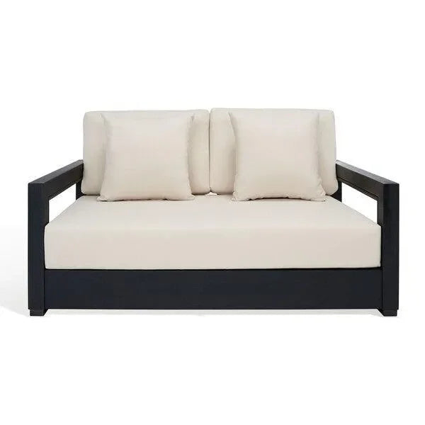 Montford Metal Loveseat in White and Black - The Mayfair Hall