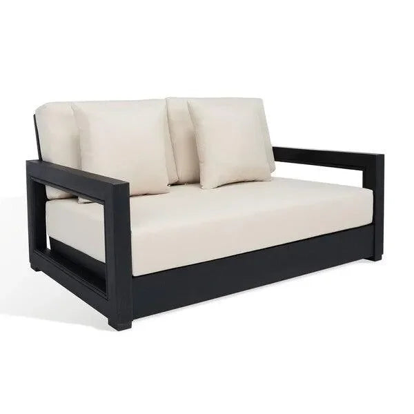 Montford Metal Loveseat in White and Black - The Mayfair Hall