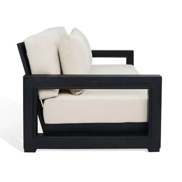 Montford Metal Loveseat in White and Black - The Mayfair Hall
