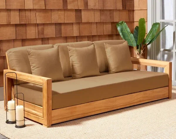 Montford Teak Wood 3-Seater Bench in Brown - The Mayfair Hall