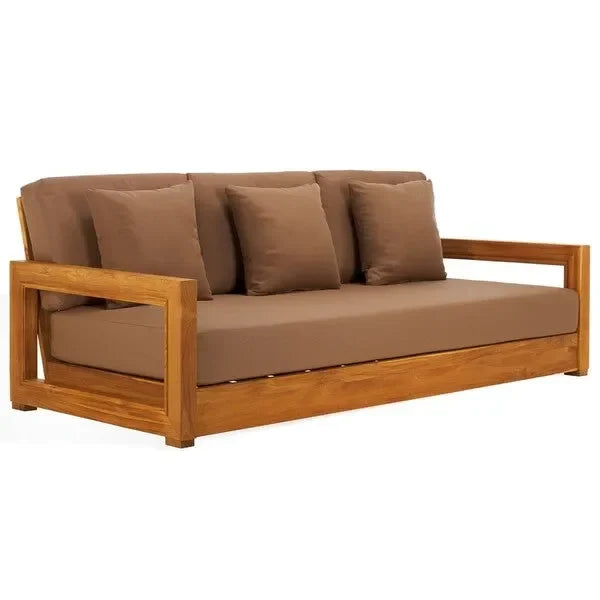 Montford Teak Wood 3-Seater Bench in Brown - The Mayfair Hall