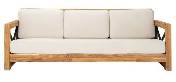 Curacao Teak Wood Outdoor Sofa in Natural - The Mayfair Hall